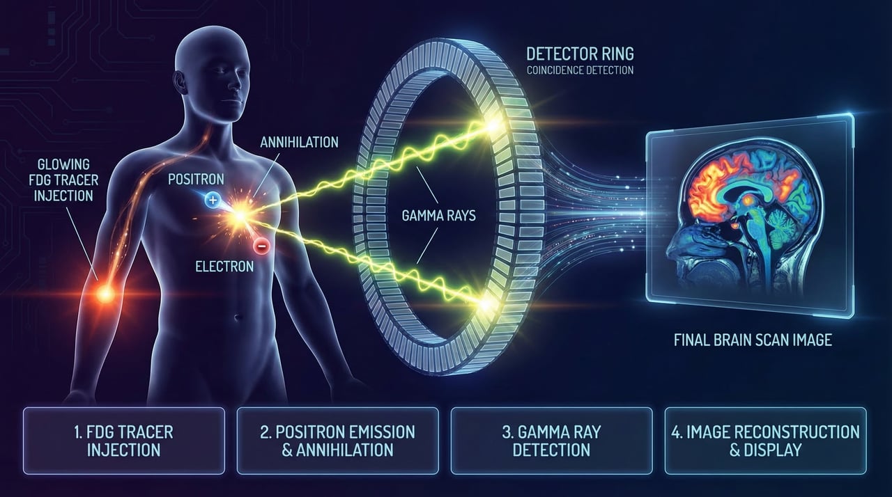 PET Scan Process Diagram HQ Dark