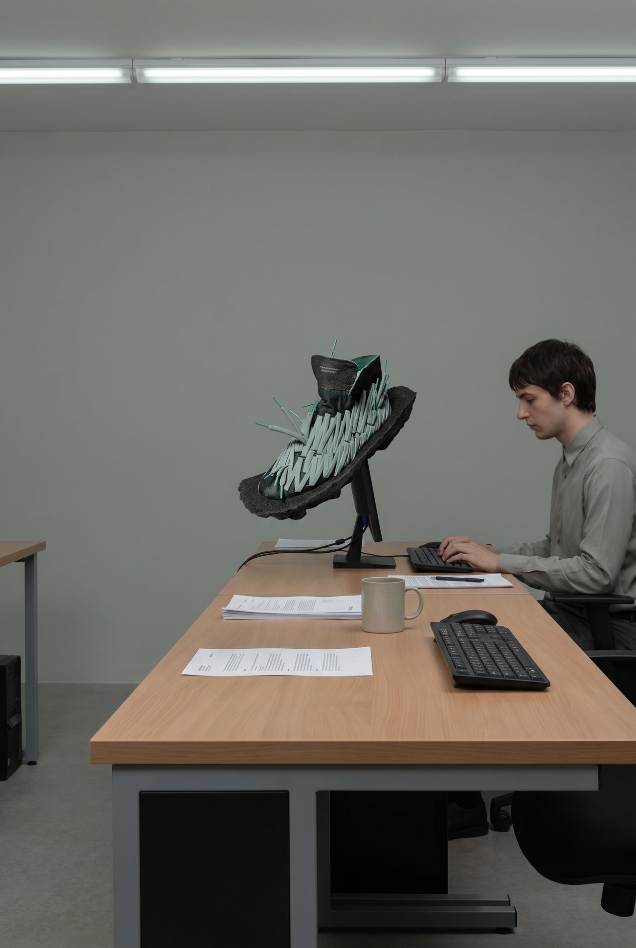 C4 Shoe Floating Above Desk