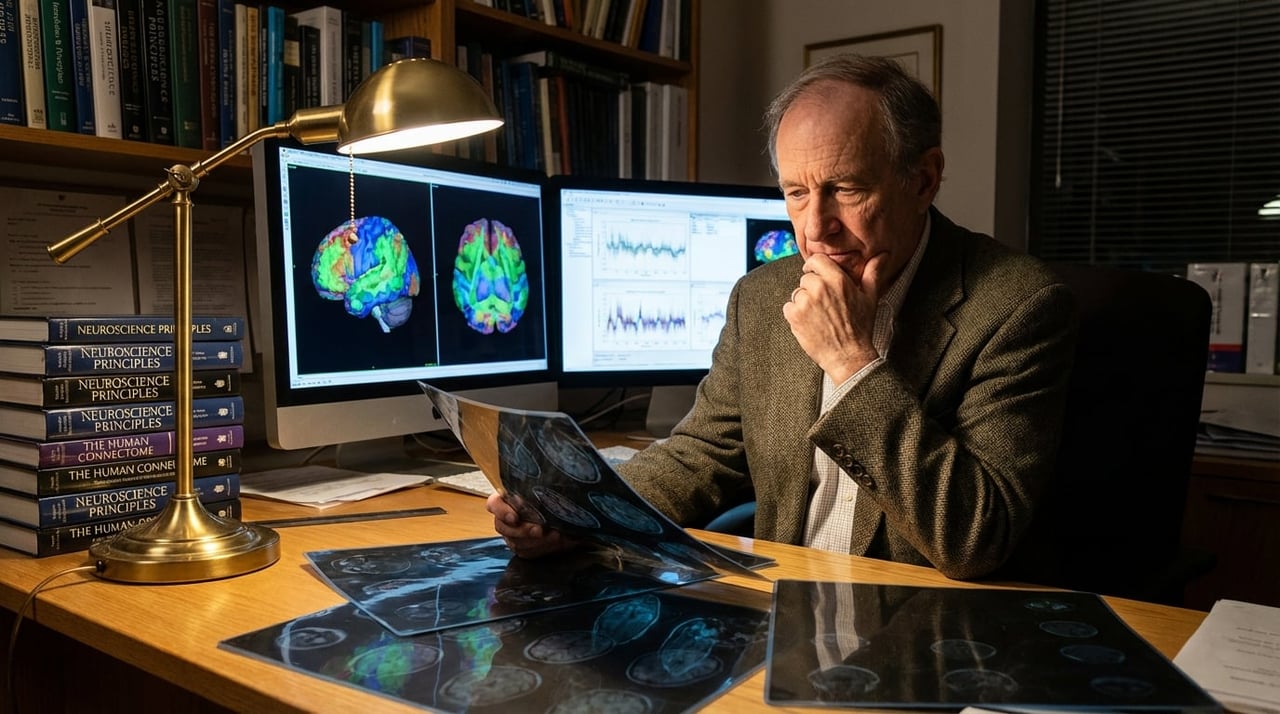 Researcher Studying Brain Scans