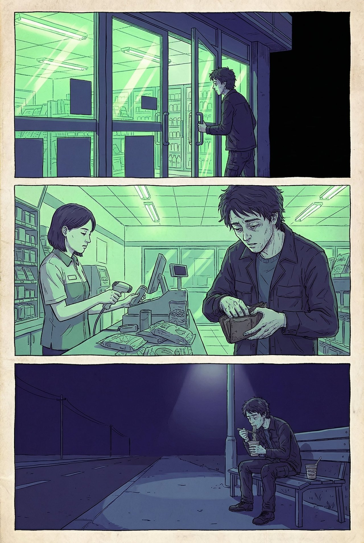 深夜便利店三格漫画